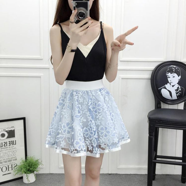 Flower Printing Net Yarn Skirts AD10022