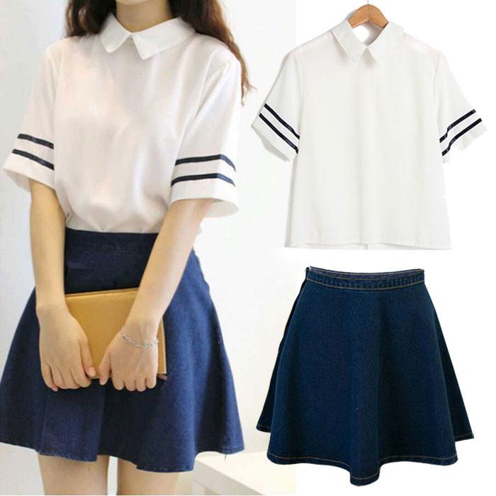 Students Shirt + Skirt Two-Piece Outfit AD10019