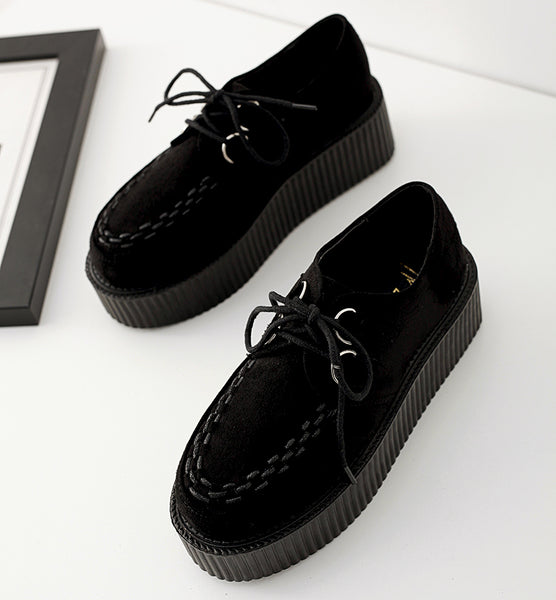 Black Suede Platform Creepers Shoes AD11651