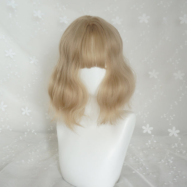 Milky White Air Bangs Wig AD11690