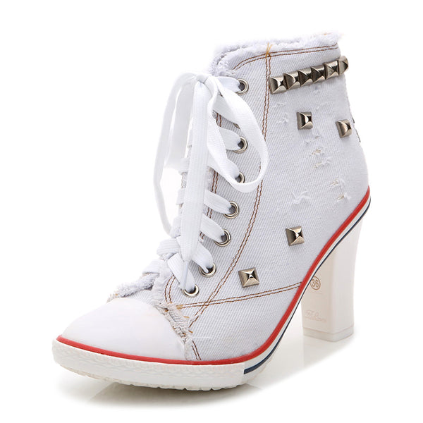 Denim High Heel Canvas Shoes AD11338