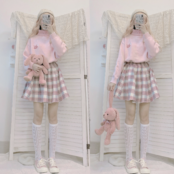 Grid Woolen Skirt AD12570