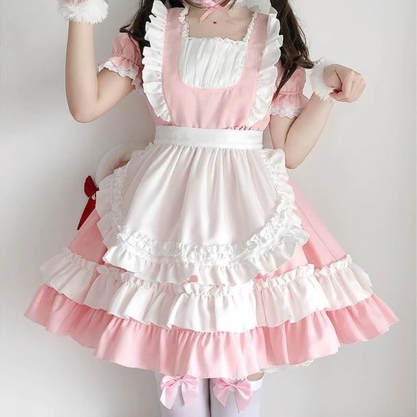 Pink Lolita Cat Maid Cosplay Dress AD210188