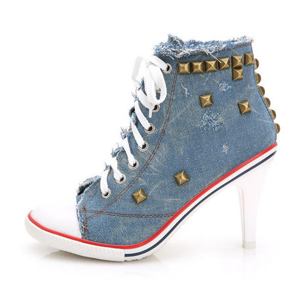 Denim High Heel Canvas Shoes AD11338