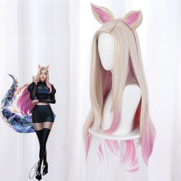 80 cm Pink Game LOL Ahri Cosplay Wig AD12629