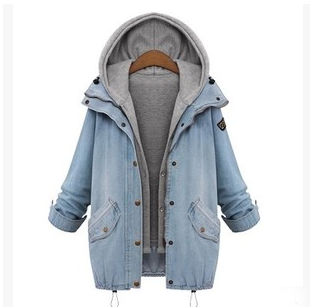 Students Denim Hooded Fleece Coat Two-piece AD0208