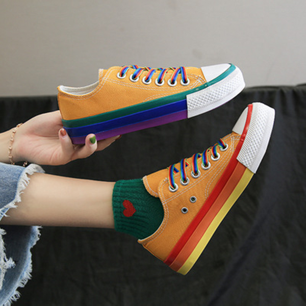 Cute Rainbow Sole Canvas Sneakers AD11935
