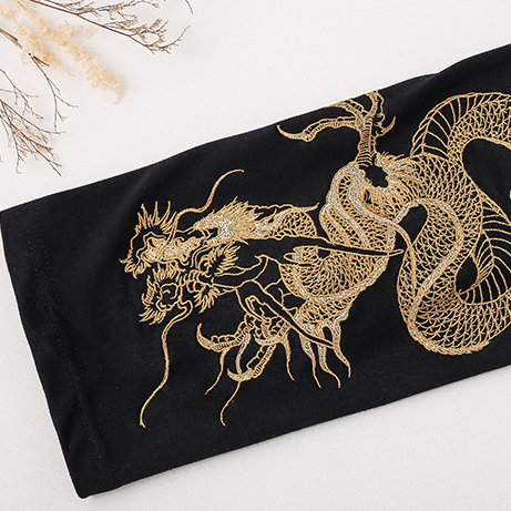 Black Dragon Embroidery T-shirt AD10118