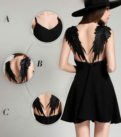 Backless Lace Angel Wings Dress AD0008