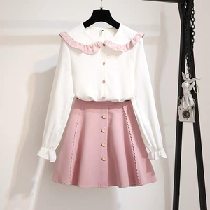 Pink/Black Sweet Shirt + Skirt Set AD210185