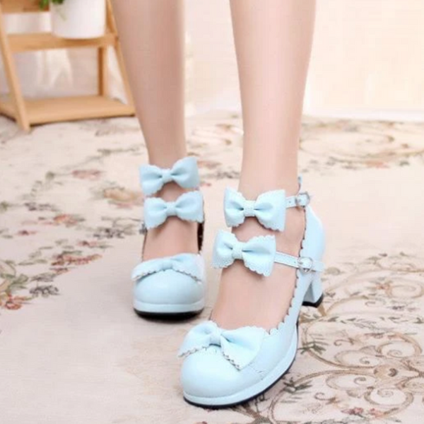 Ruffle Strap Bow Shoes AD11275