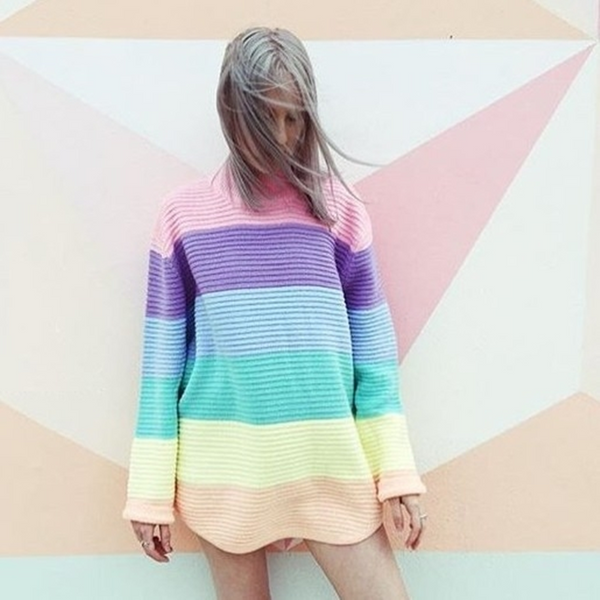 Sweet Rainbow Knitted Sweater AD0325