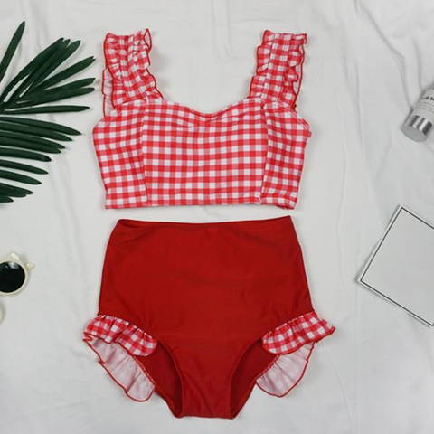 Cute Lattice Bow Swimsuit AD10072