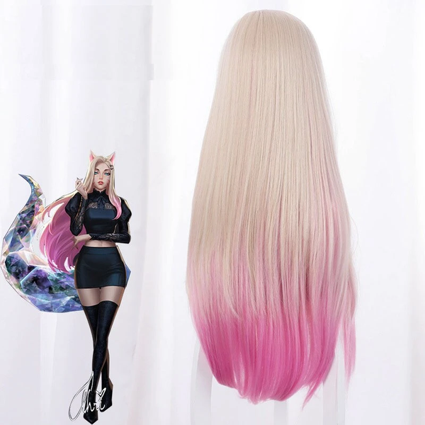 80 cm Pink Game LOL Ahri Cosplay Wig AD12629