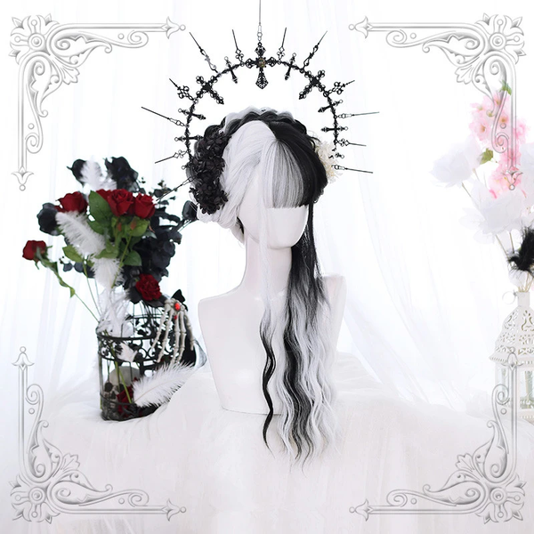 Lolita Black And White Color Matching Wig AD11192