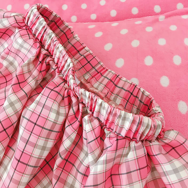 Pink Plaid Puff Skirt AD210056