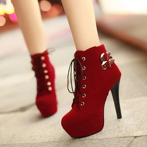 Black/Red/Brown Heels Boots AD11536