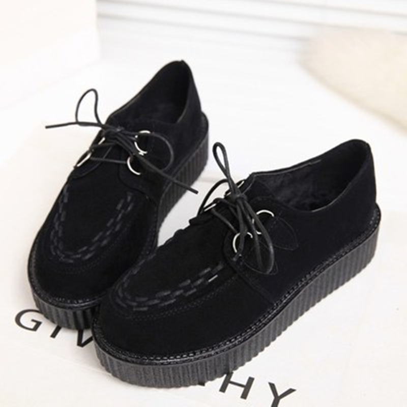 Black Suede Platform Creepers Shoes AD11651