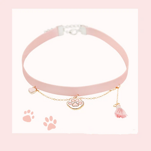Cute Pink Cat Paw Necklace AD12137