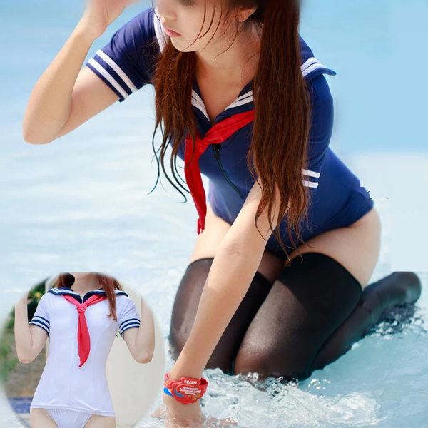 White/Navy Sailor Seifuku One-pieces Swimsuit AD10884
