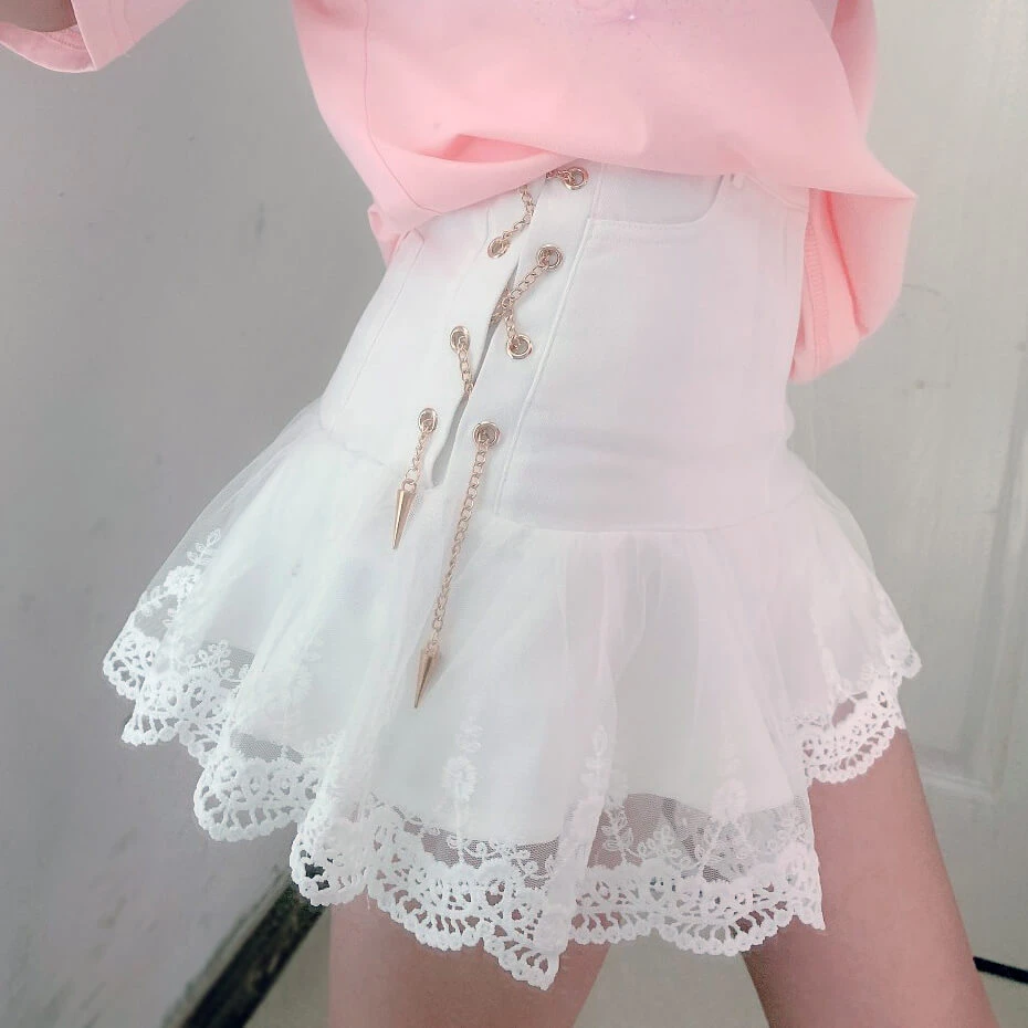 White Lace Skirt AD12616