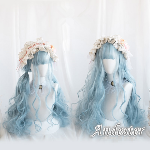 Blue Lolita Long Curly Wig AD11702