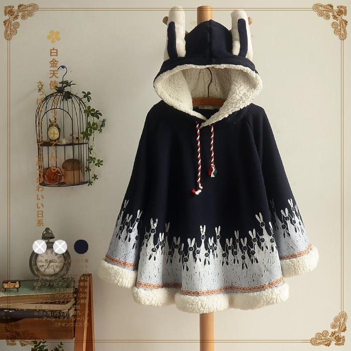 Rabbit Ears Hooded Fleece Cape Coat AD10210 Andester