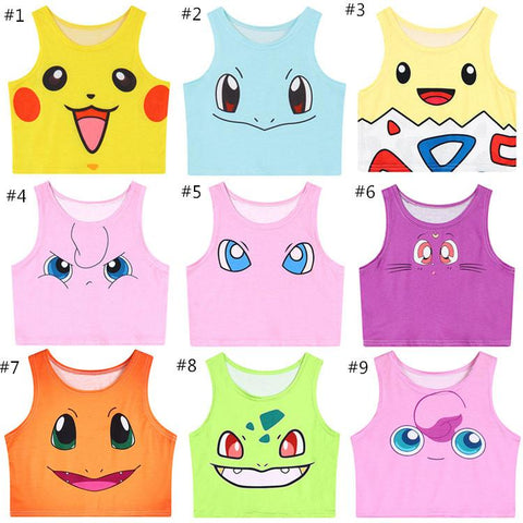 9 Colors Pokemen/Sailor Moon Kitten Crop Tank Top AD10148